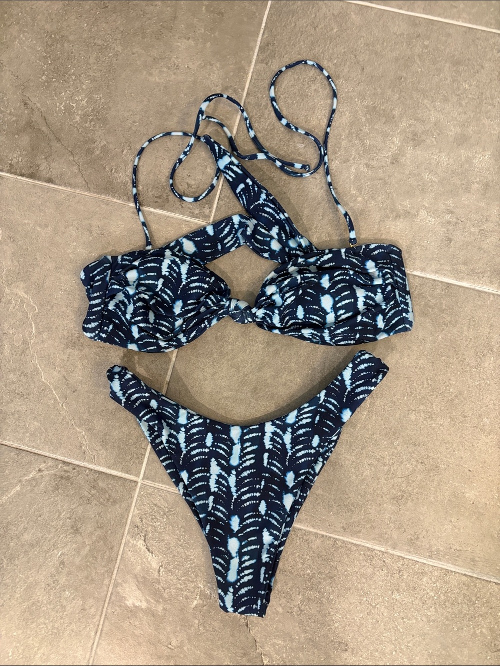 Skatie Navy and Light Blue Patterned Bikini